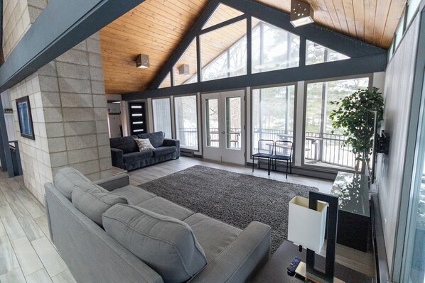 Smart TV, fireplace, DVD player, video library