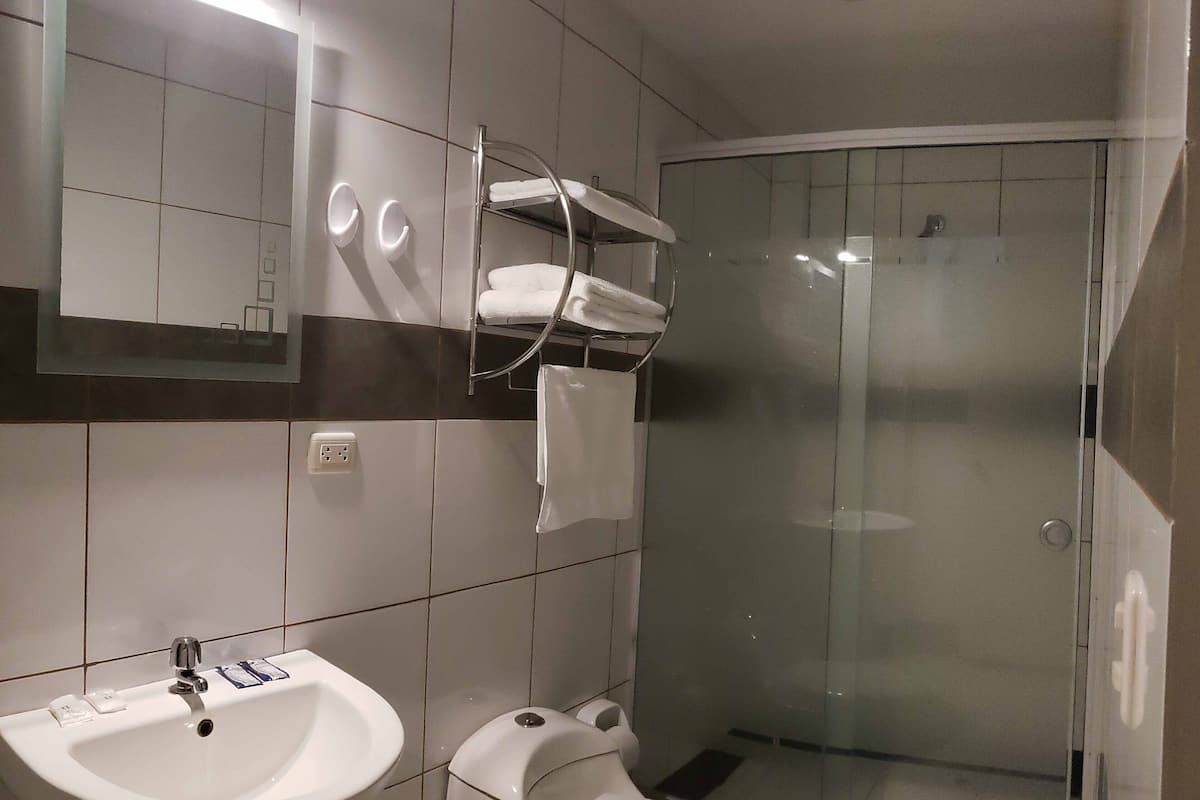 standard single room | bathroom | shower, rainfall showerhead, free toiletries, hair dryer