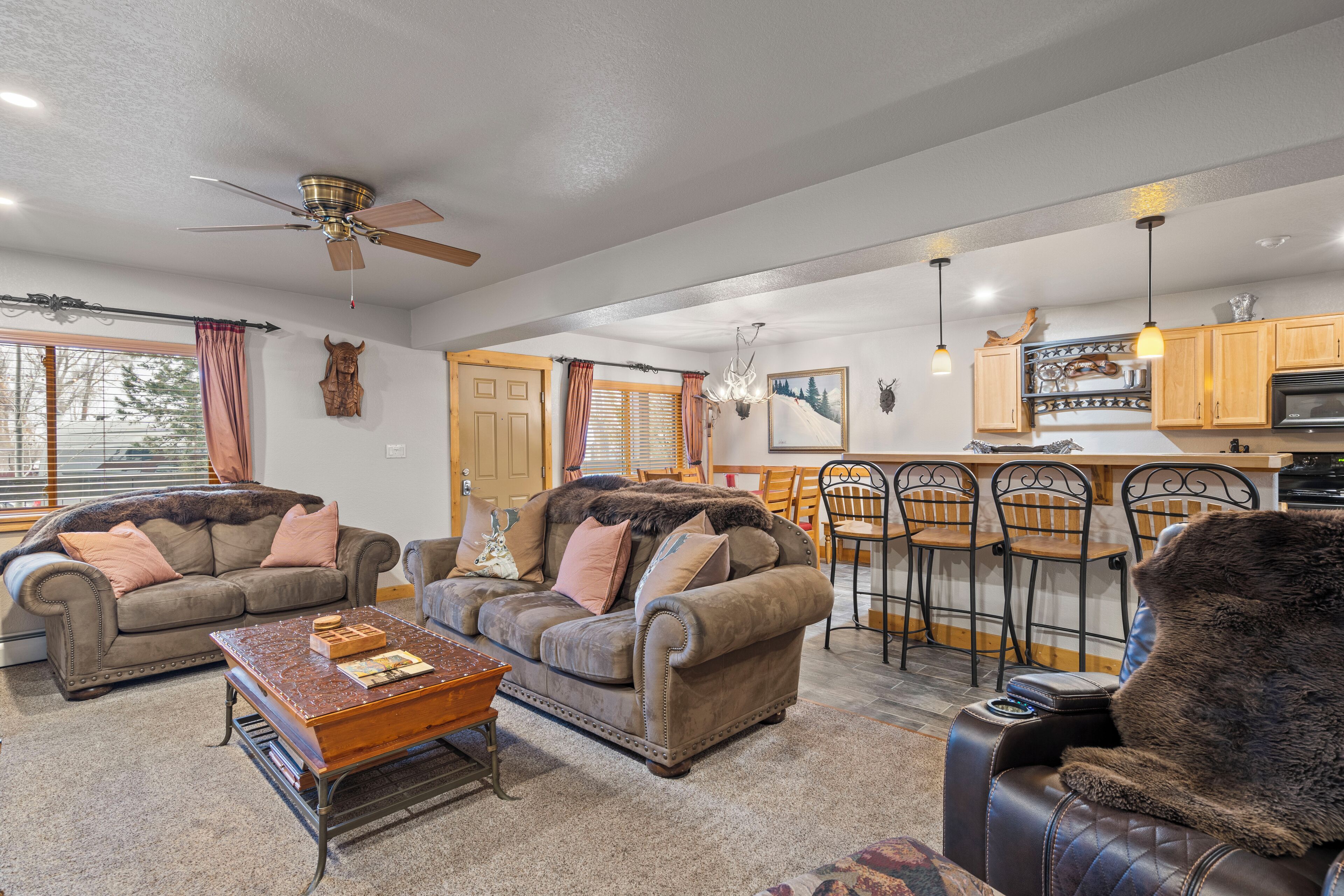 TV, fireplace, DVD player, books