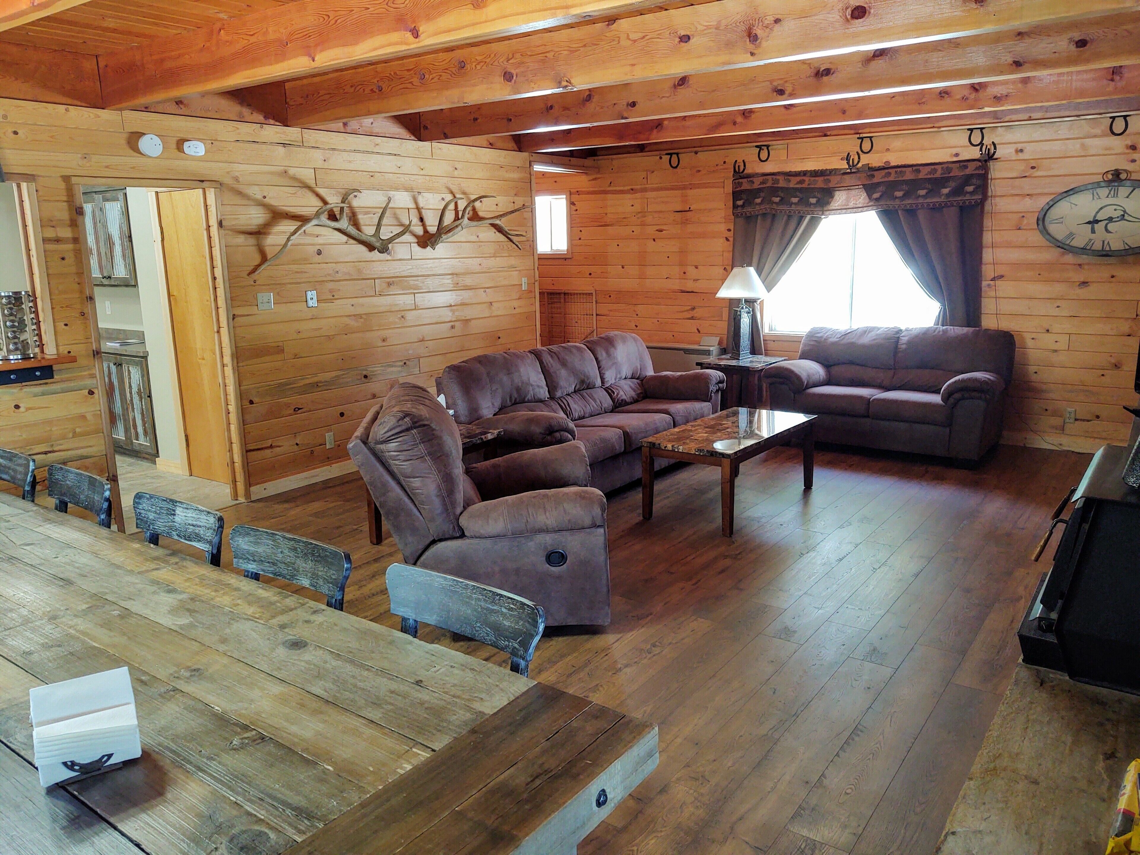 TV, fireplace, books