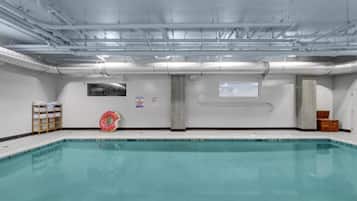 Indoor pool, open 5:00 AM to 10:00 PM, sun loungers