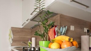 Superior Apartment, 1 Bedroom, Sea View | Private kitchen | Coffee/tea maker, fridge, microwave, electric kettle - B&T Apartments (Becici)