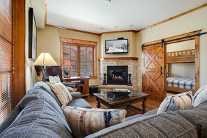 TV, fireplace