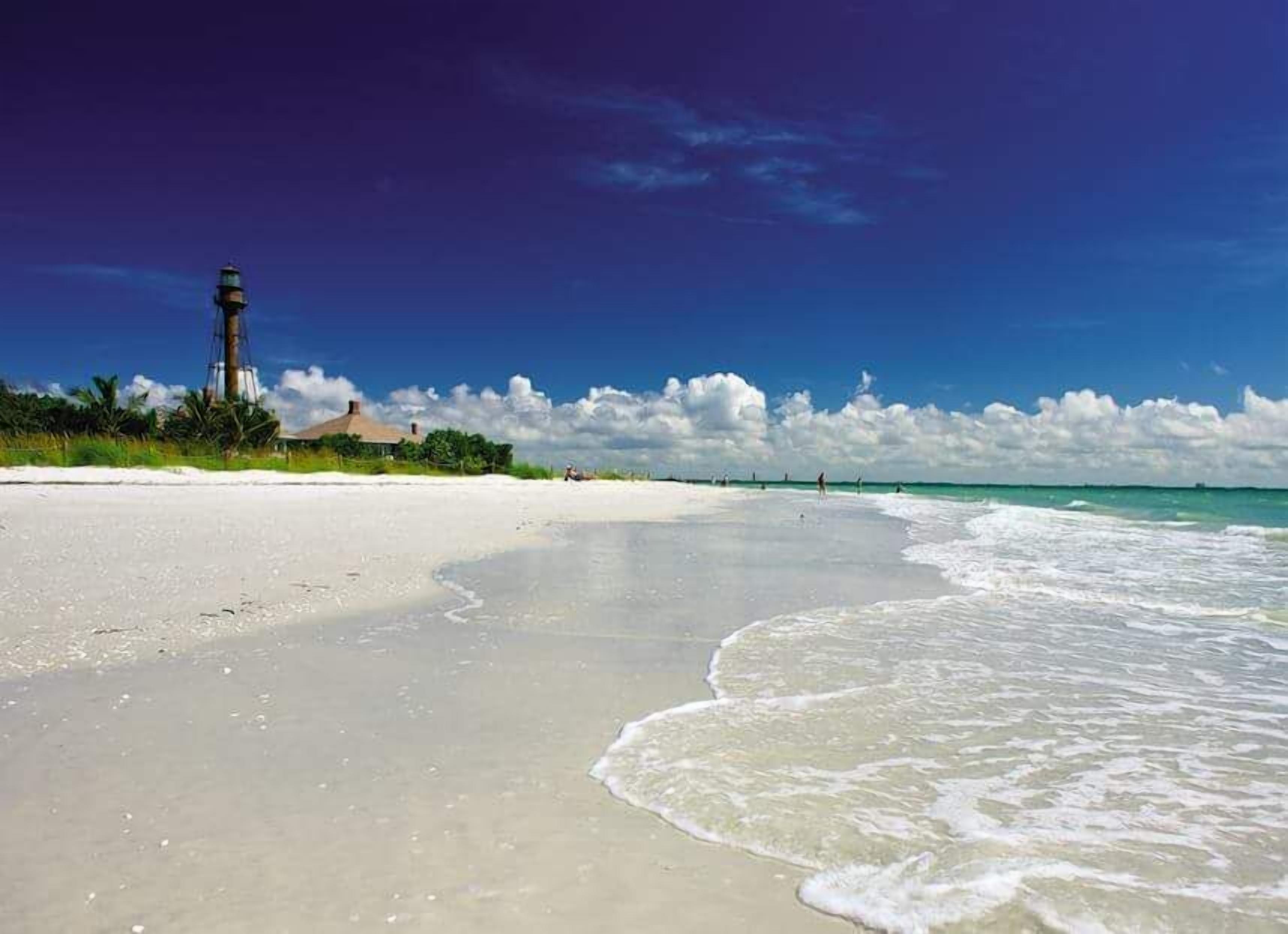 On the beach, beach umbrellas