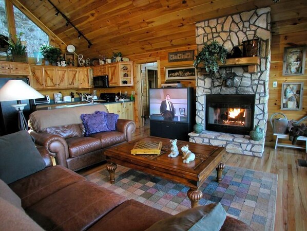 Smart TV, fireplace, DVD player