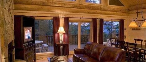 TV, fireplace, DVD player, stereo