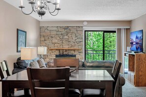 TV, fireplace, DVD player