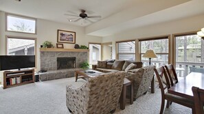 TV, fireplace, DVD player, ping pong