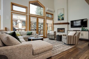 TV, fireplace - X2681 | Mountain Views | Walk to Base Area | Winter Shuttle | Hot Tub | Pool (Steamboat Springs)
