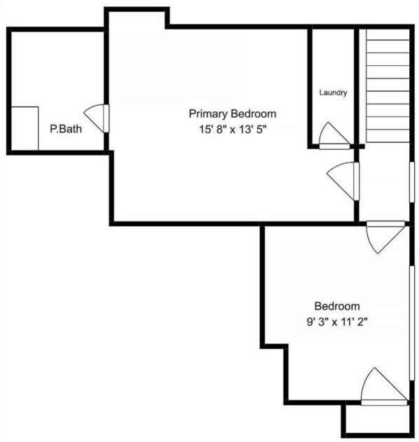 Planta baixa com quarto principal medindo 4,8m x 4,1m, um quarto secundário medindo 2,8m x 3,4m e uma área de lavanderia.