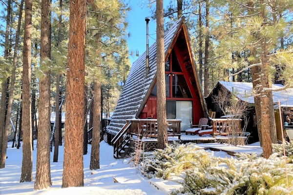 Snow covered Big Bear Cool Cabins, A-Frame Of Mind