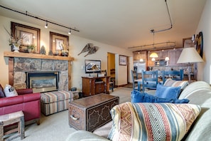 TV, fireplace, DVD player - BT406 | Gorgeous Condo | Ski In | Panoramic Views | Hot Tub | Winter Shuttle (Steamboat Springs)
