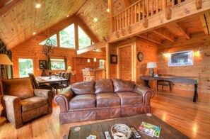 Smart TV, fireplace, DVD player, foosball