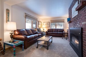 TV, fireplace