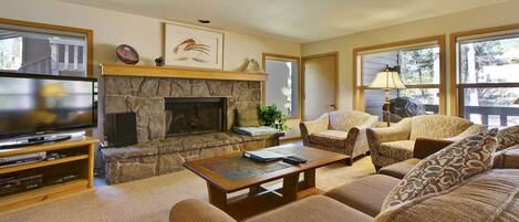 TV, fireplace, DVD player, ping pong