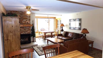 TV, fireplace