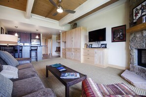 TV, fireplace - W3224 | Base Area Across Street | Pool | Hot Tub | Winter Shuttle (Steamboat Springs)