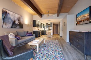 TV, fireplace - W3204 | Updated Studio | Pool | Hot Tub | Winter Shuttle | Walk to Slopes (Steamboat Springs)