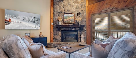 TV, fireplace, printers