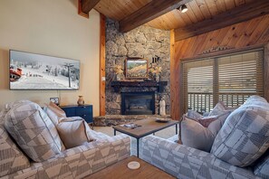 TV, fireplace, printers