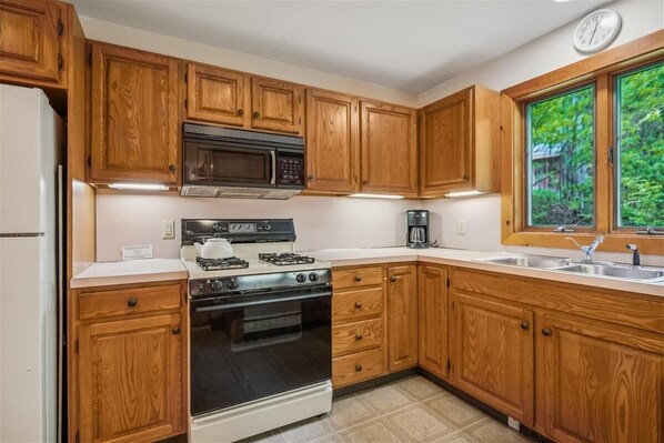 Fridge, microwave, stovetop, dishwasher