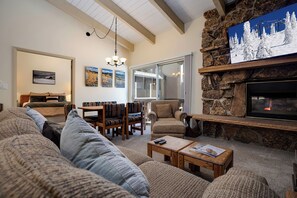 TV a schermo piatto, caminetto, lettore DVD