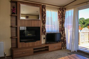 TV, DVD player, video library