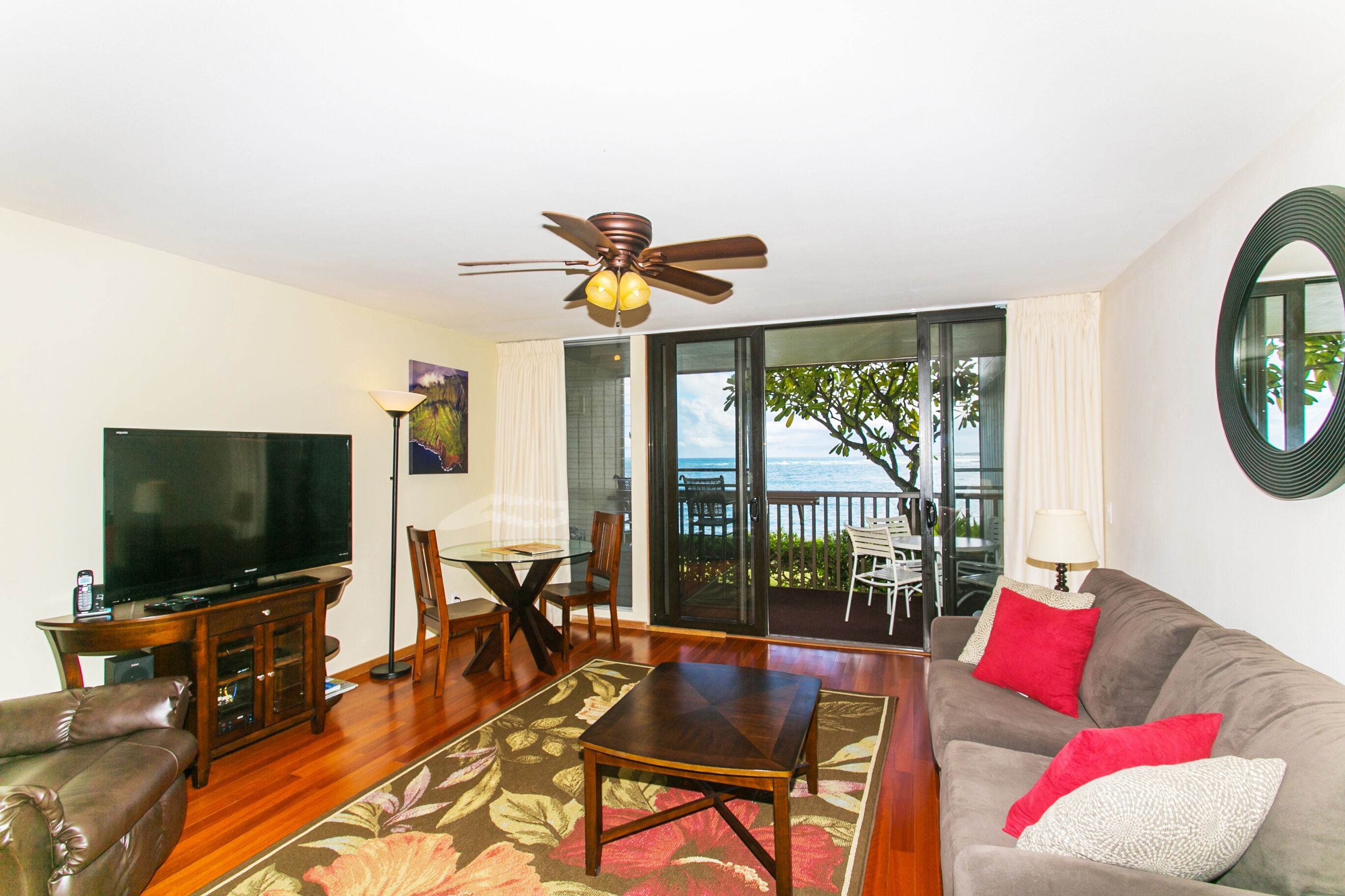 TV, fireplace, DVD player, stereo