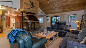 TV connectée, cheminée, lecteur de DVD, médiathÚque