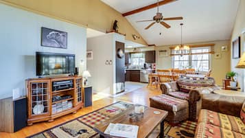 TV, fireplace, DVD player, table football