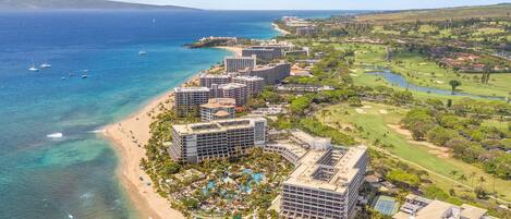 Nestled right between the West Maui Mountains and the blue Pacific Ocean