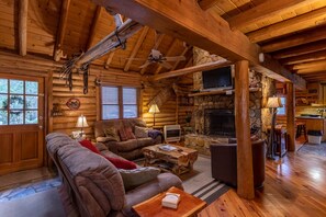 TV, fireplace, DVD player, foosball