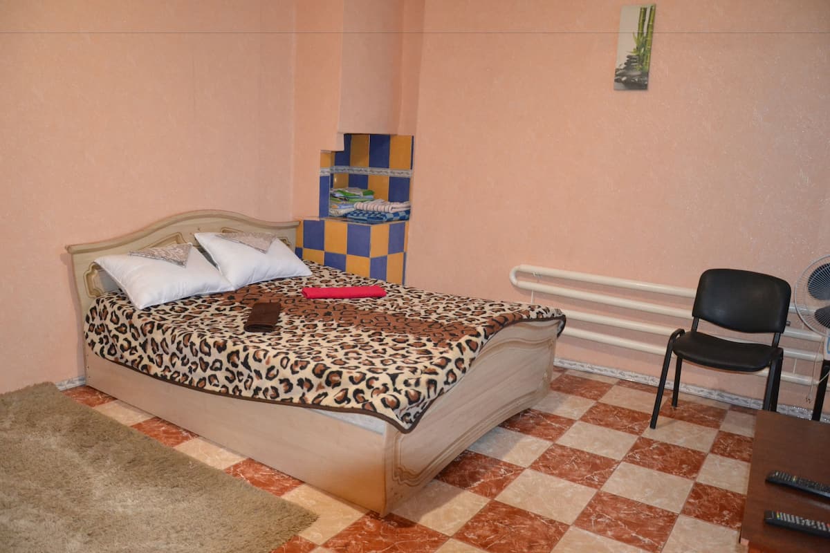 1 bedroom, desk, blackout drapes, iron/ironing board
