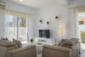 Villa, 3 Bedrooms, Private Pool | Living area | Flat-screen TV, DVD player - Protaras Villa Posidonas 9 (Paralimni)