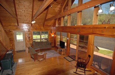 Private Equestrian Estate - Log Cabin ovrlooking pond, stream & waterfall