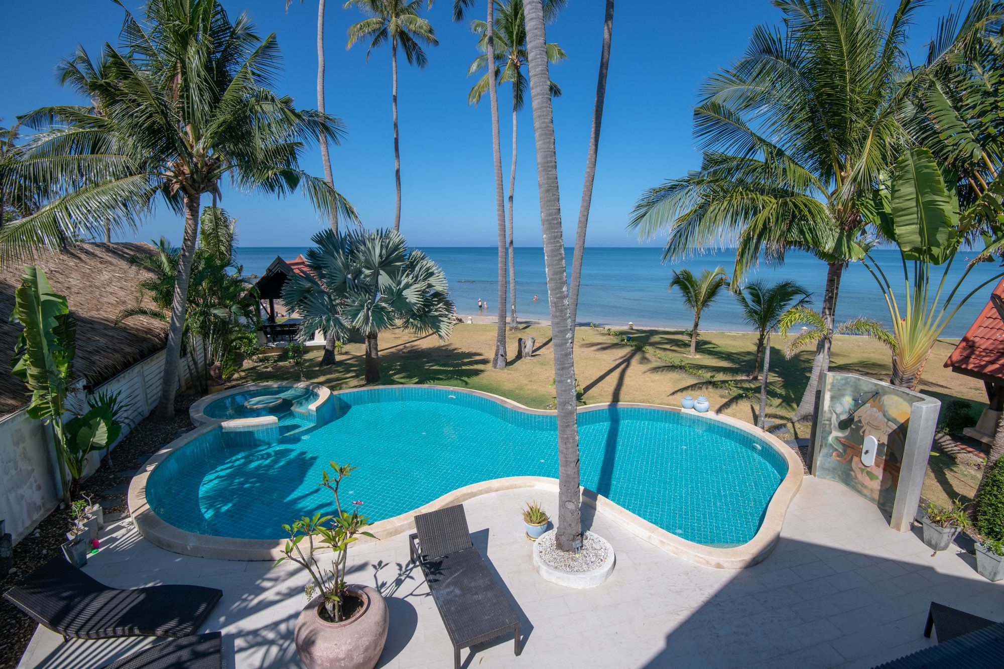 exclusive villa, 5 bedrooms, pool access, beachfront | terrace/patio