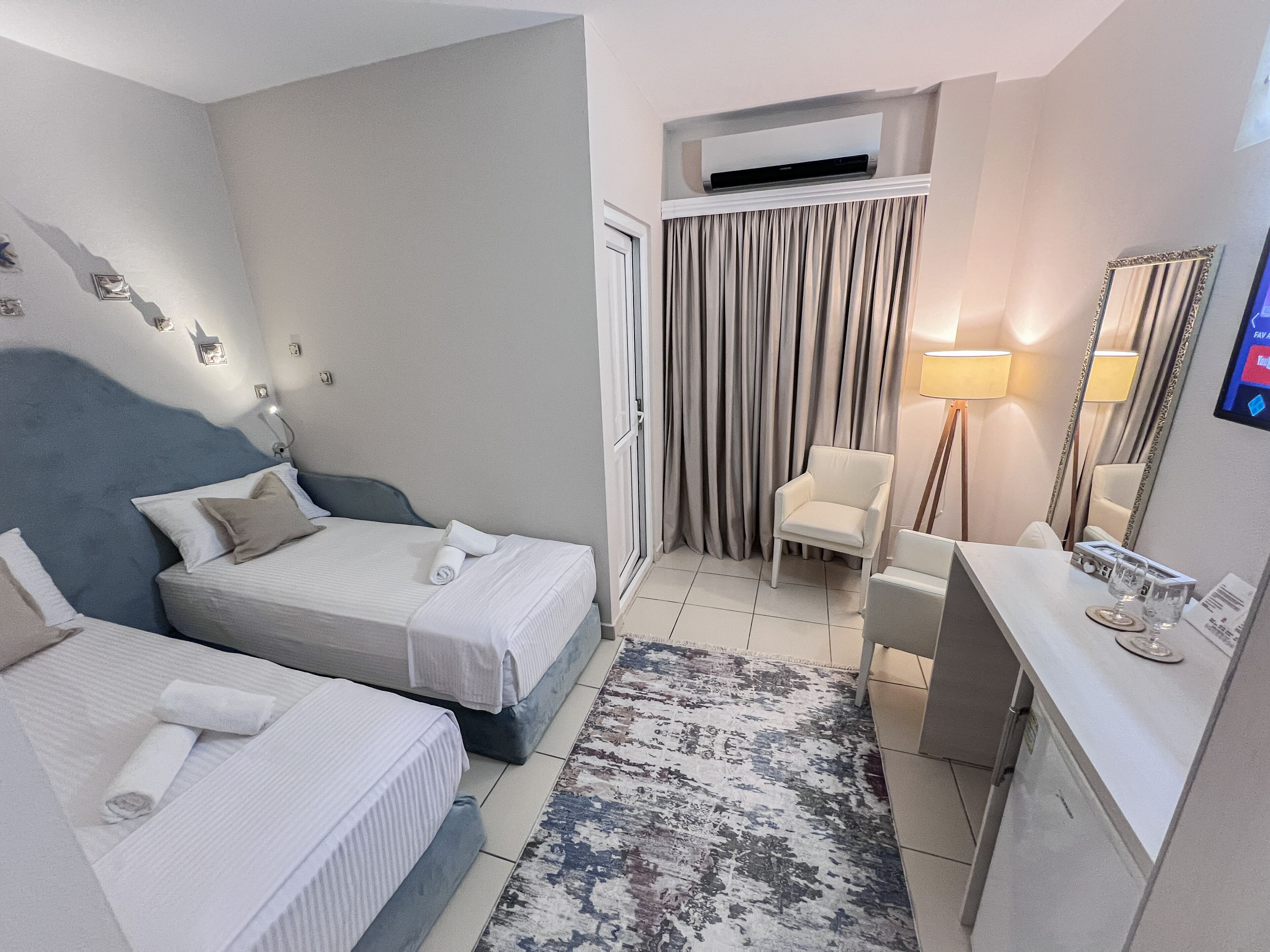 Premium bedding, minibar, desk, laptop workspace