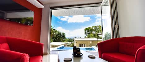 Panoramic Villa, 1 Bedroom, Private Pool, Ocean View | Living area