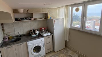 Basic Double or Twin Room, 1 Bedroom, Terrace | Private kitchen | Fridge, coffee/tea maker, electric kettle, cookware/dishes/utensils
