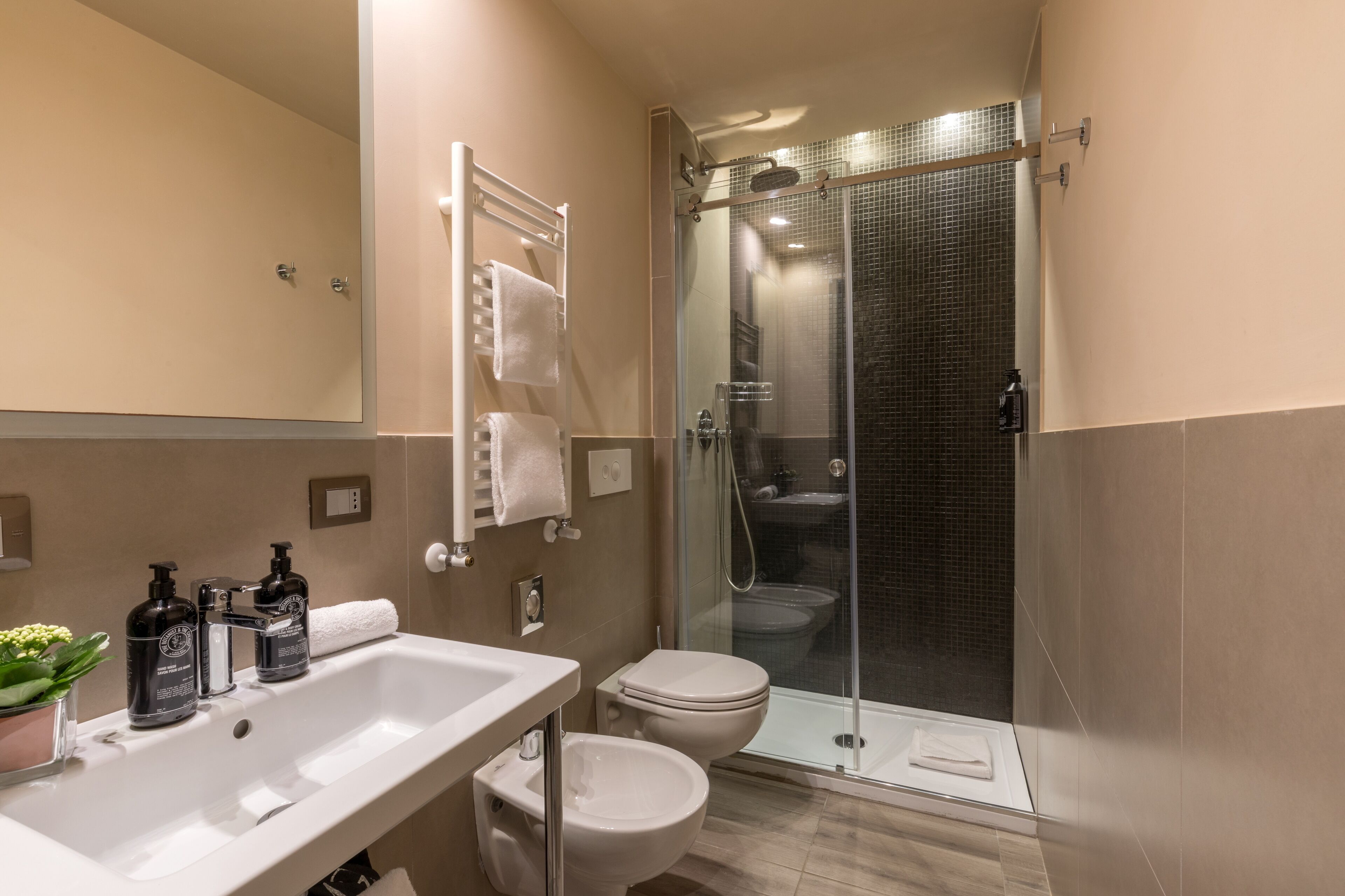 deluxe room | bathroom | shower, eco-friendly toiletries, hair dryer, towels