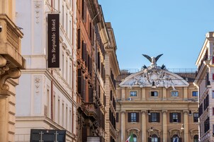 A building with a sign reading "The Republic Hotel".
