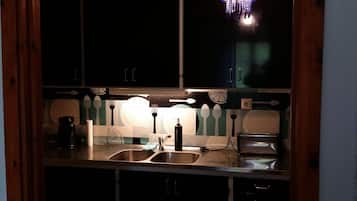 Full-sized fridge, microwave, oven, stovetop