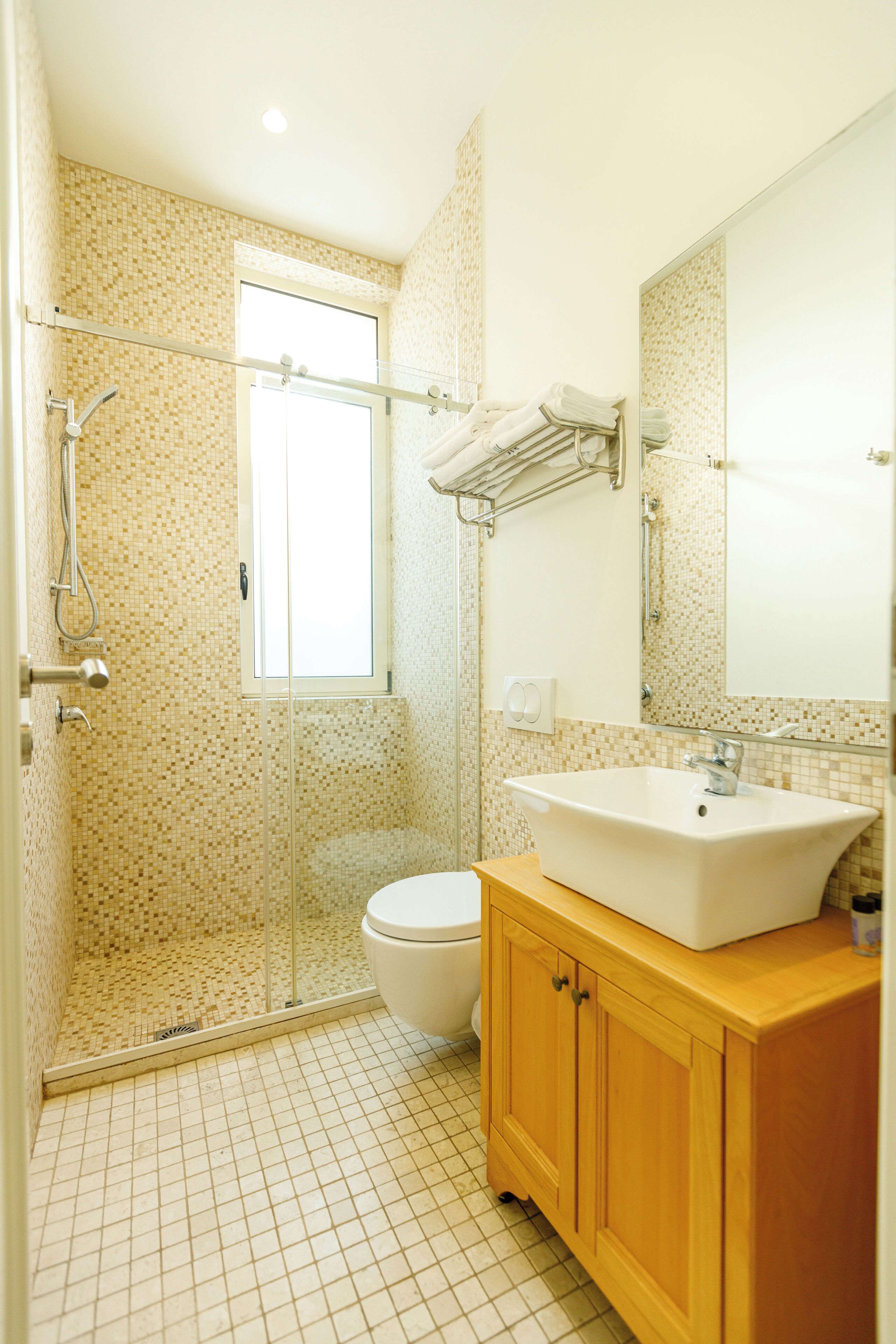 comfort triple room, hill view | bathroom | shower, free toiletries, hair dryer, slippers