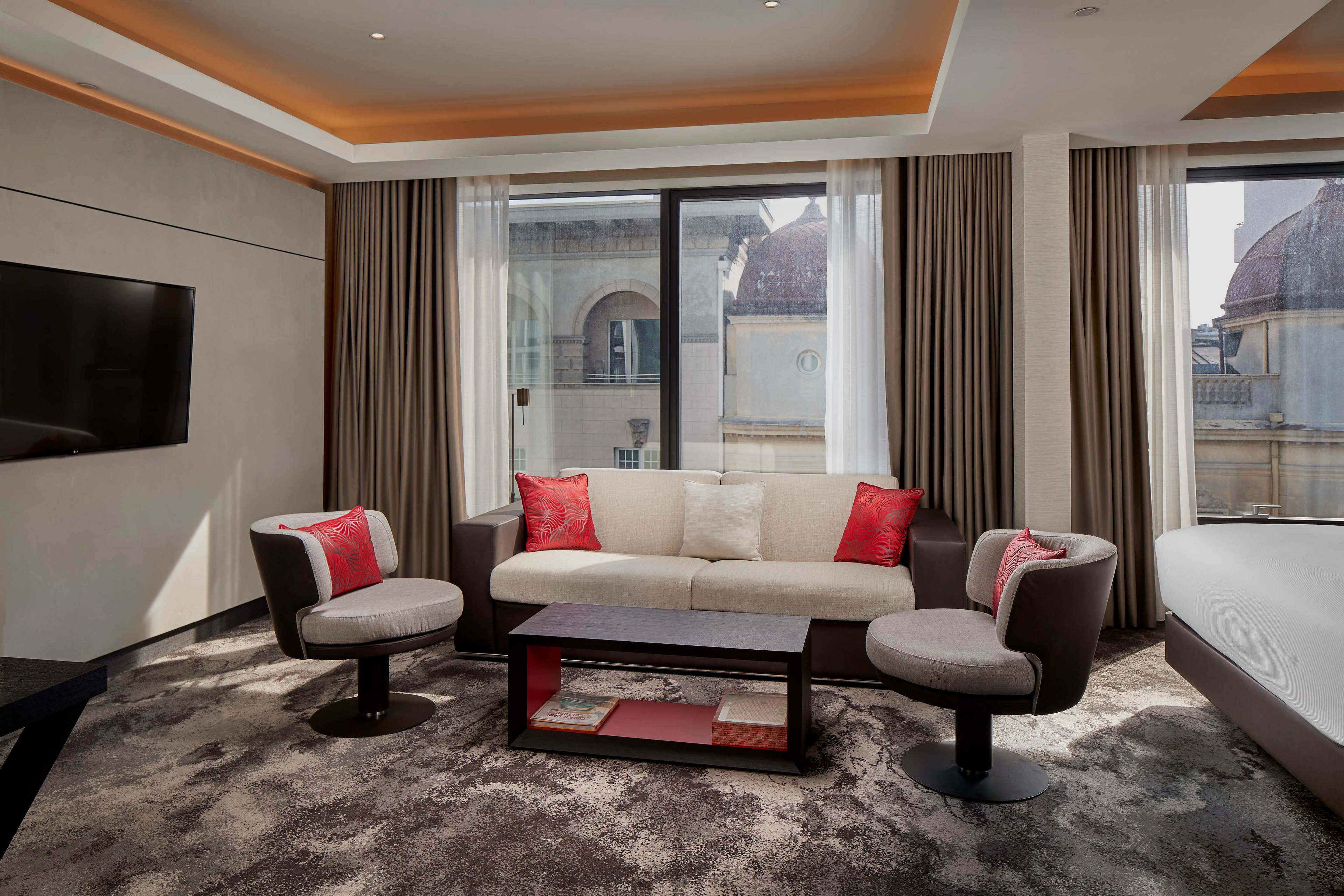 junior suite, 1 king bed | living area | lcd tv