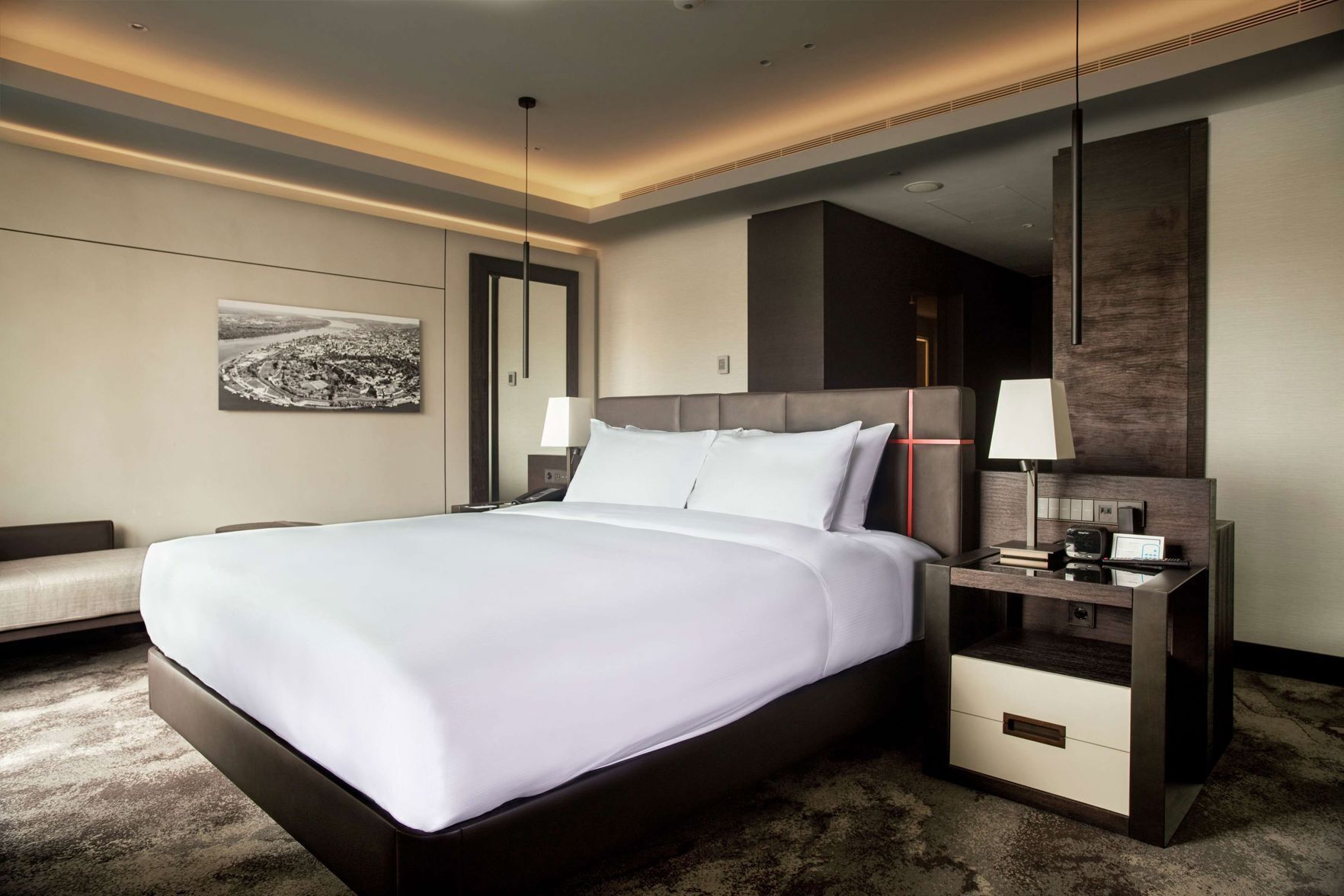 Ropa de cama hipoalergénica, minibar, caja fuerte y escritorio