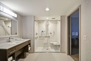 Studio Suite, 1 Queen Bed, Accessible (Mobility & Hearing, Roll-in Shower) | Bathroom | Designer toiletries, hair dryer, towels, soap - Home2 Suites by Hilton Columbus Airport East Broad (Columbus)