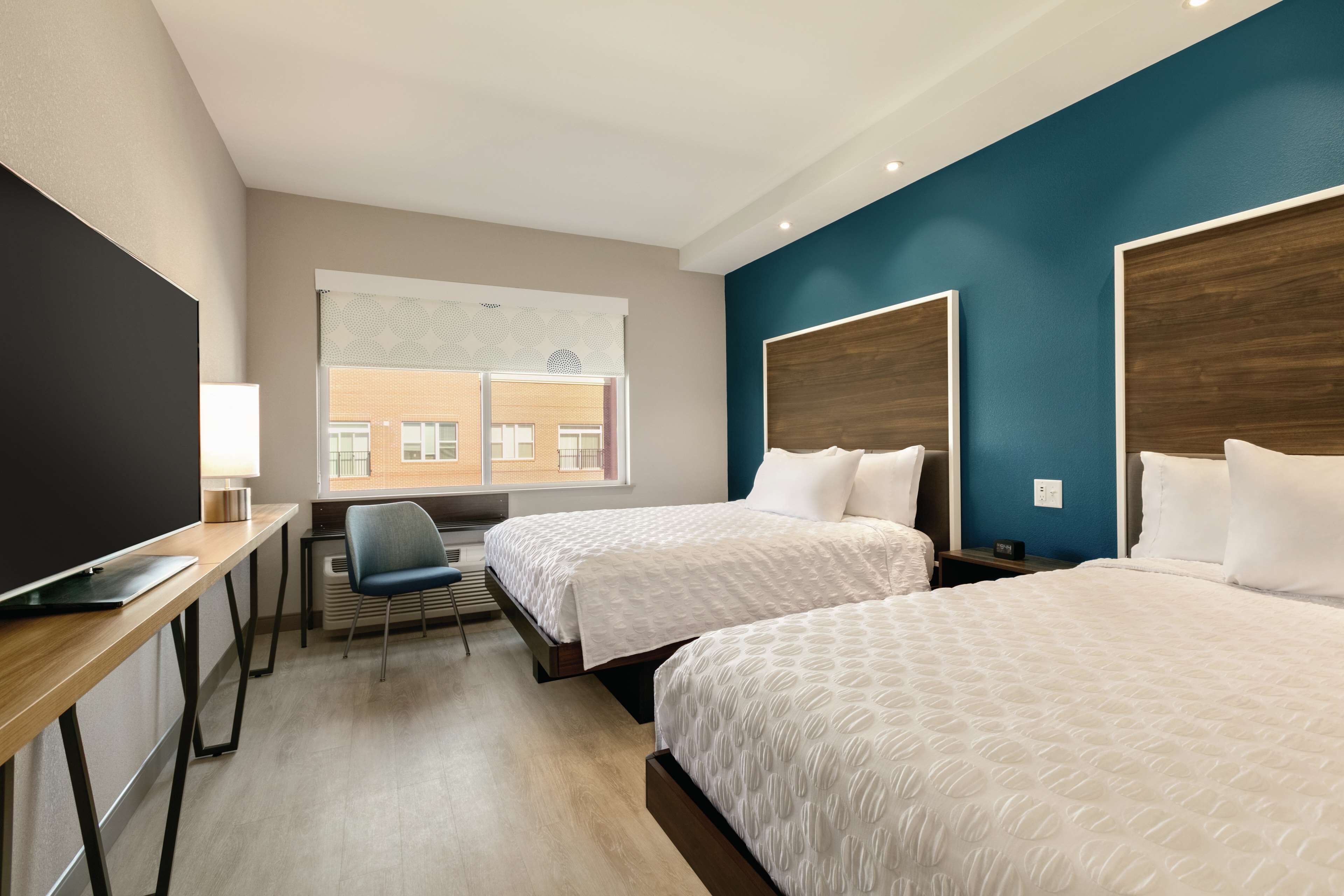 room, 2 queen beds | in-room safe, desk, laptop workspace, blackout curtains