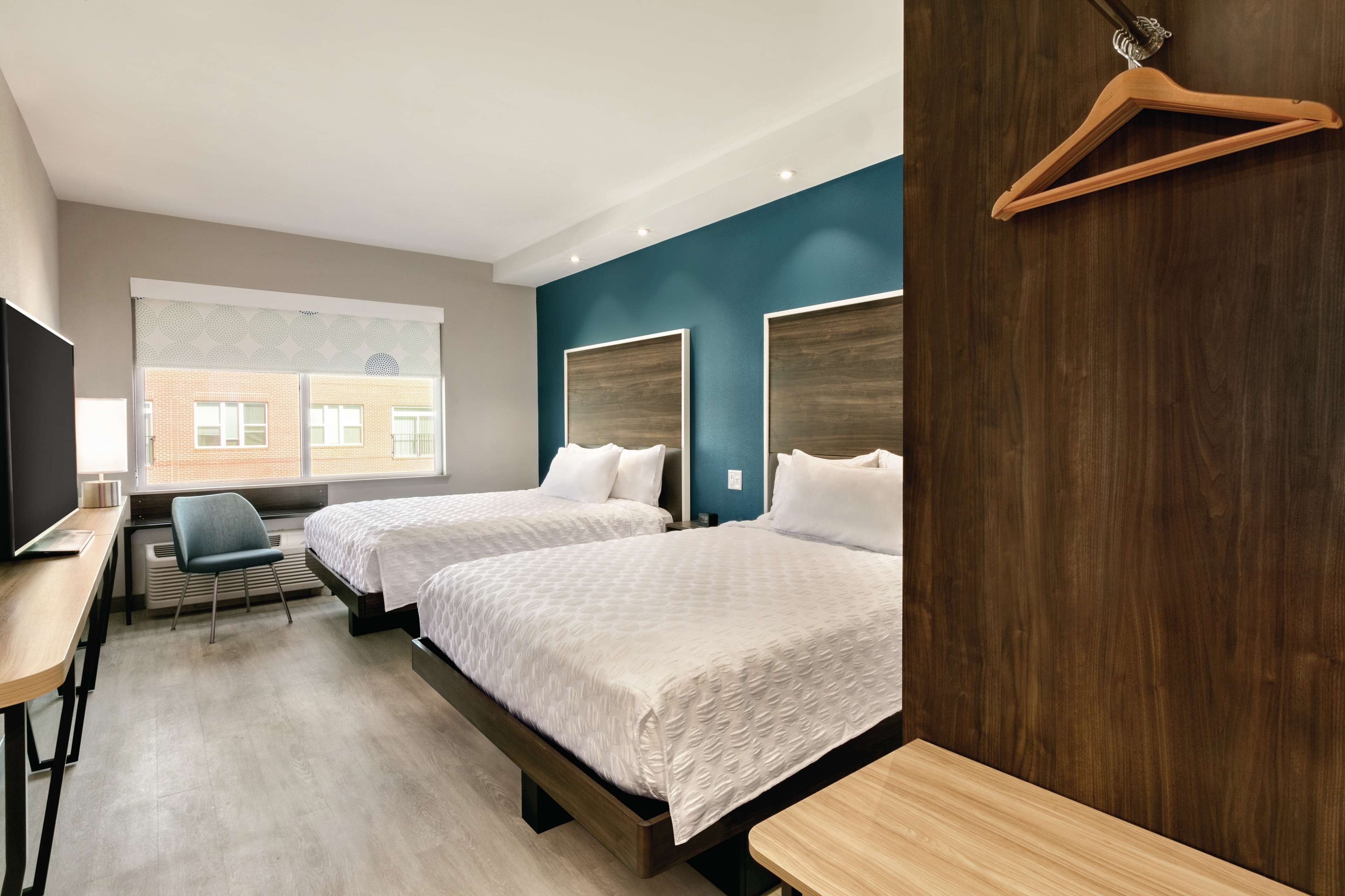 room, 2 queen beds | in-room safe, desk, laptop workspace, blackout curtains