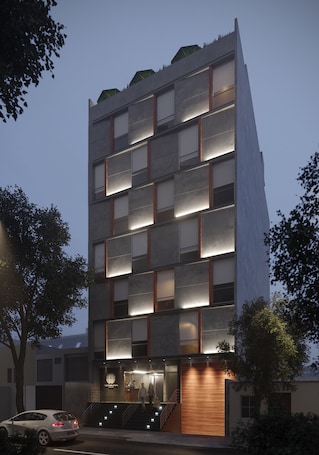 Fachada de la propiedad por la tarde o noche