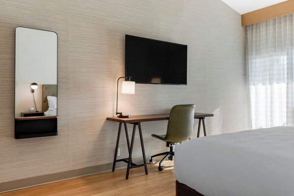 In-room safe, desk, laptop workspace, blackout drapes